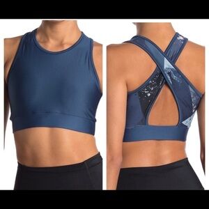 NWT Maaji Cross Sports Bra Women's Size Small Blue Strap Impact Reversib…